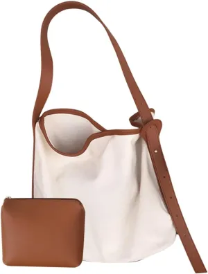 VALICLUD Pack of 2 Shoulder Bags for Women Shoulder Bags for Women Bucket Bag Canvas Bag Women's Canvas Bag Shoulder Bags High Capacity Miss Black, brown, Sports