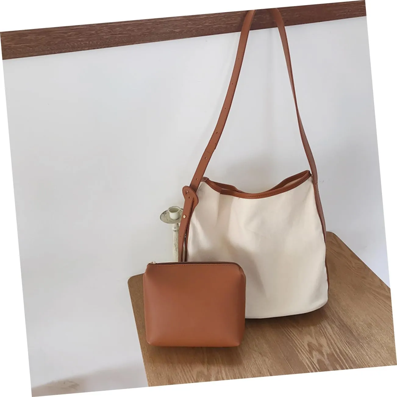 VALICLUD Pack of 2 Shoulder Bags for Women Shoulder Bags for Women Bucket Bag Canvas Bag Women's Canvas Bag Shoulder Bags High Capacity Miss Black, brown, Sports