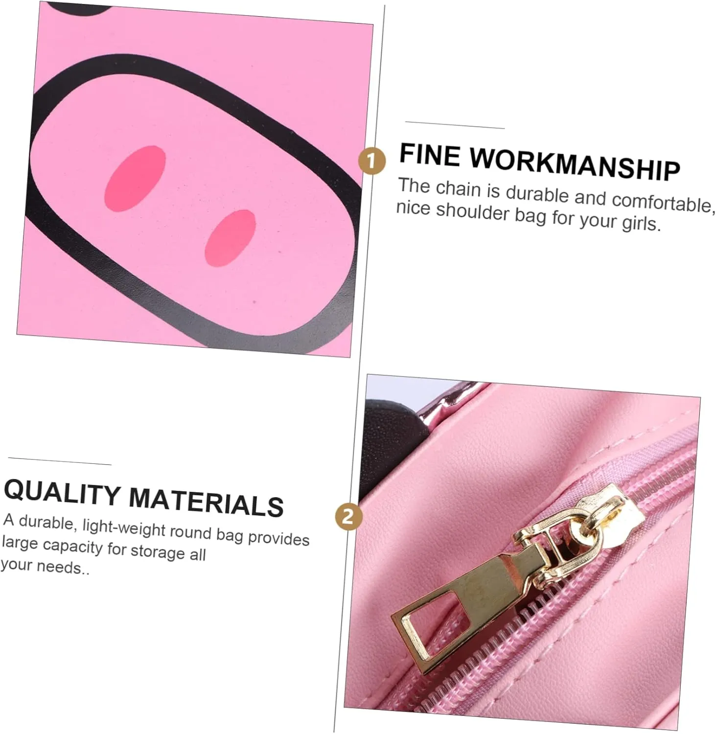 VALICLUD Pack of 3 Women's Shoulder Bags Sash Bags for Women for Hanging Cute Shoulder Bags Shoulder Bags for Girls Funny Pig Chain Bag Shopping Bag Small Round Bag Wild, Rosax2st, briefcase