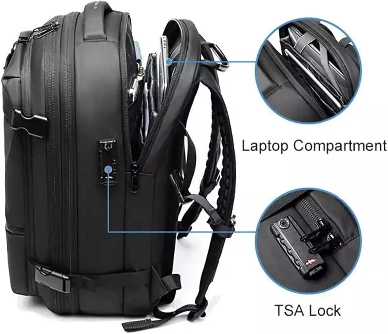 Velouette Mochila De Viaje, Velouette Prestige Space Bag, 60l Expandable Backpack with Vacuum Compression (Black, Without vacuum pump)