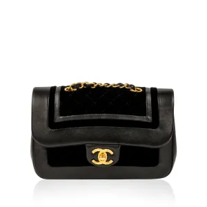 Velvet/Lambskin Flap Bag
