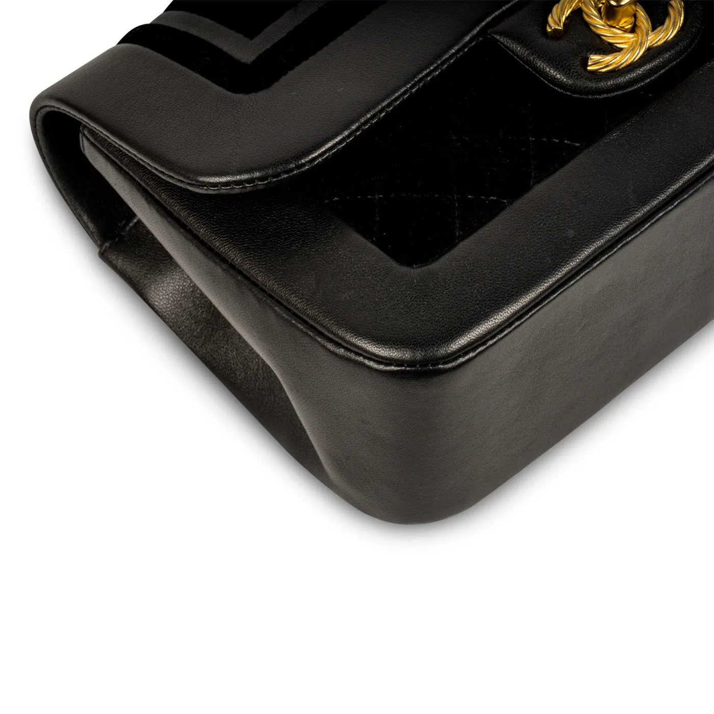 Velvet/Lambskin Flap Bag