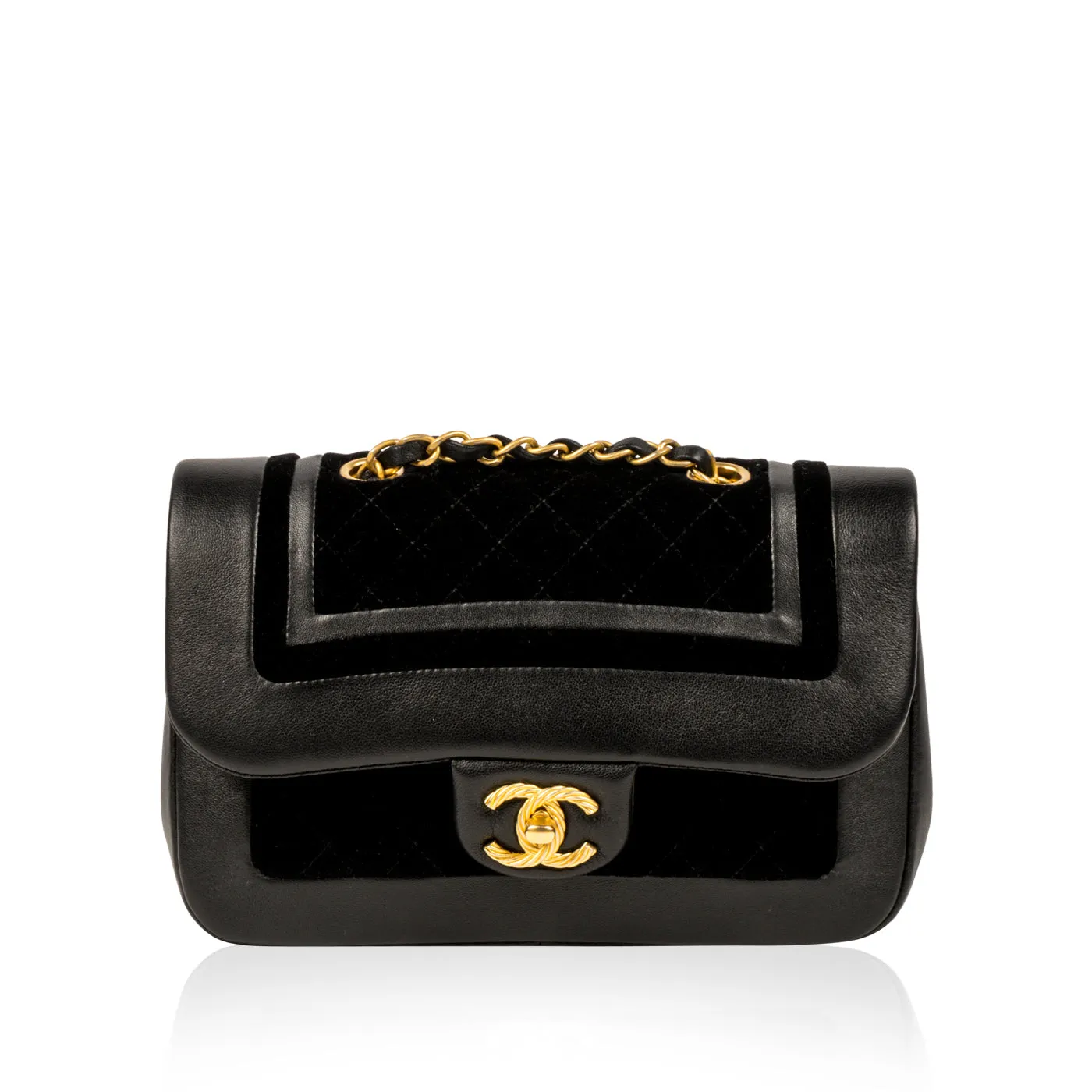 Velvet/Lambskin Flap Bag