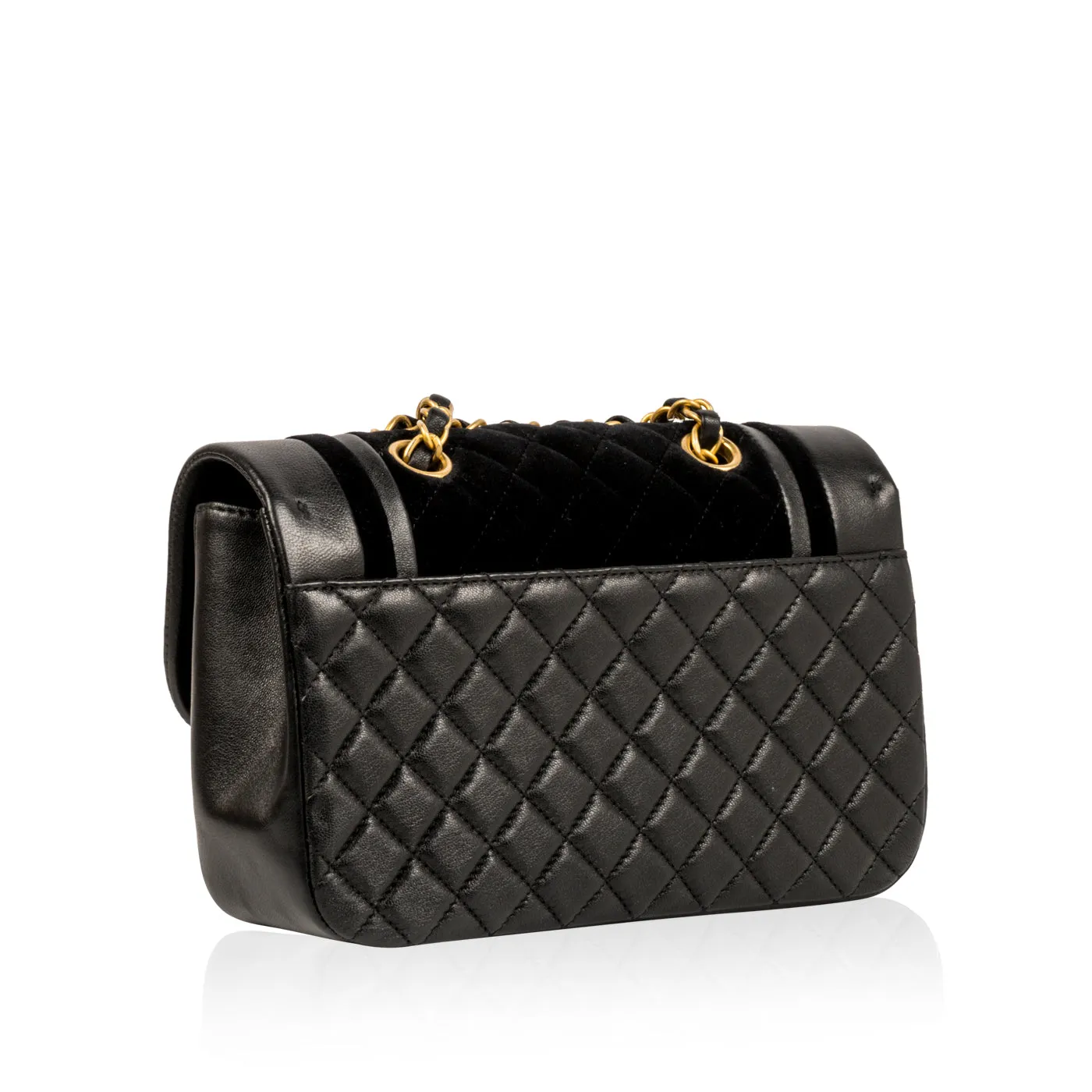 Velvet/Lambskin Flap Bag