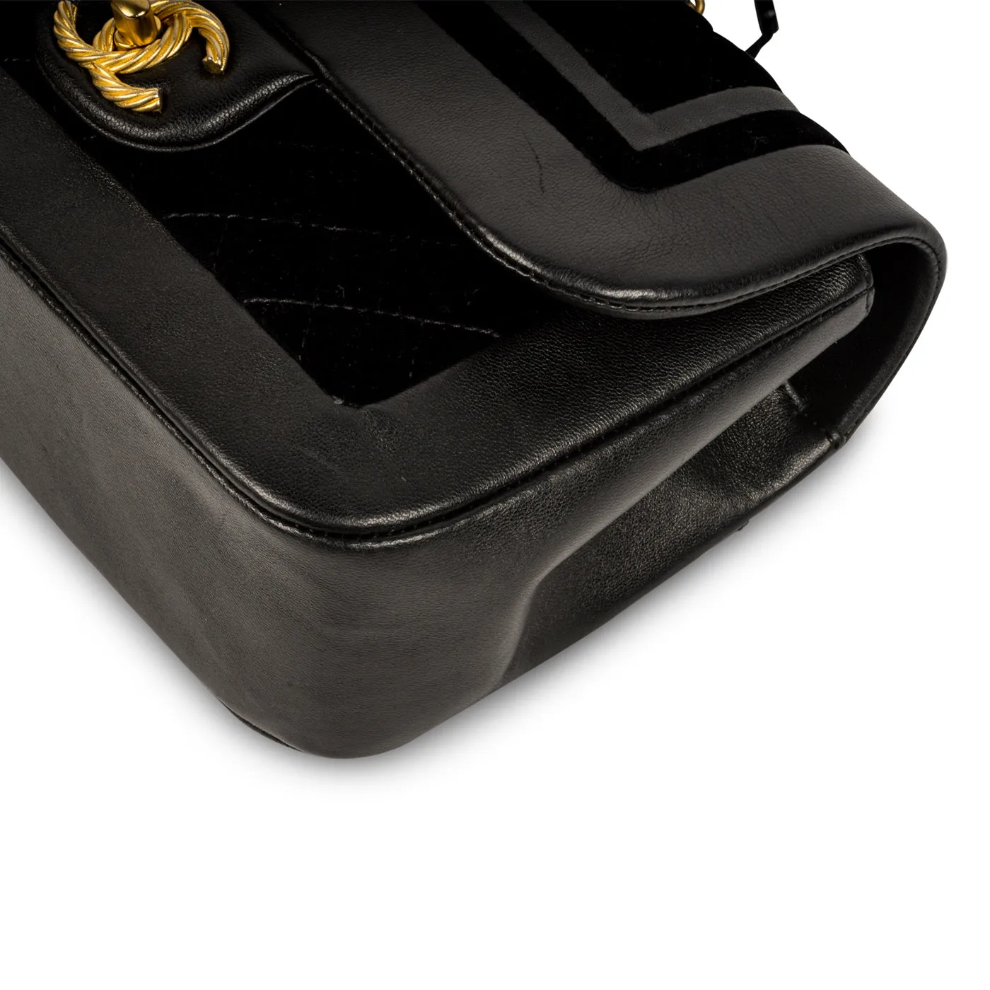 Velvet/Lambskin Flap Bag