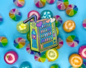 Vending Machine Juice Box Pin (Rainbow Plated)