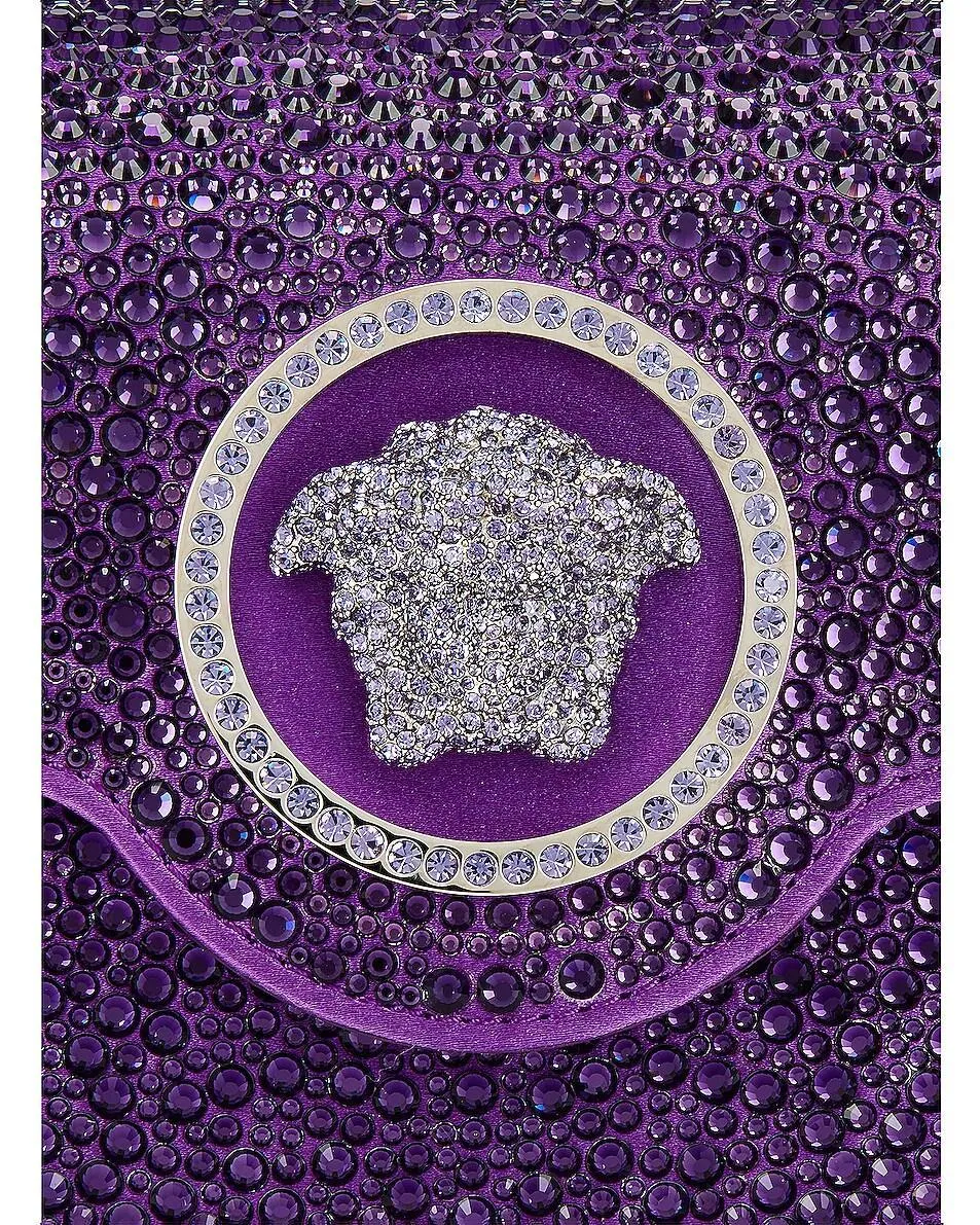 Versace La Medusa Crystal Top Handle Mini Bag Purple