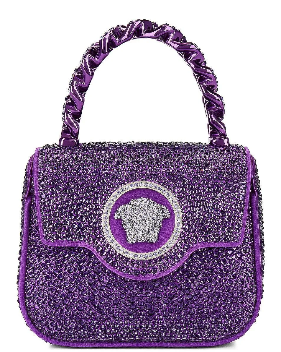 Versace La Medusa Crystal Top Handle Mini Bag Purple