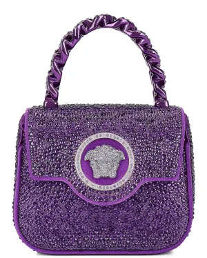 Versace La Medusa Crystal Top Handle Mini Bag Purple