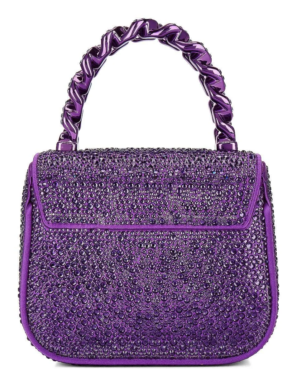Versace La Medusa Crystal Top Handle Mini Bag Purple