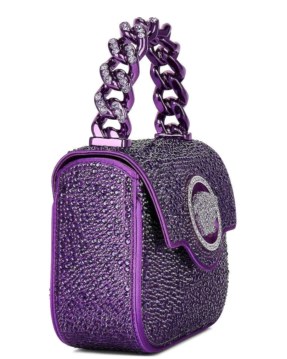 Versace La Medusa Crystal Top Handle Mini Bag Purple