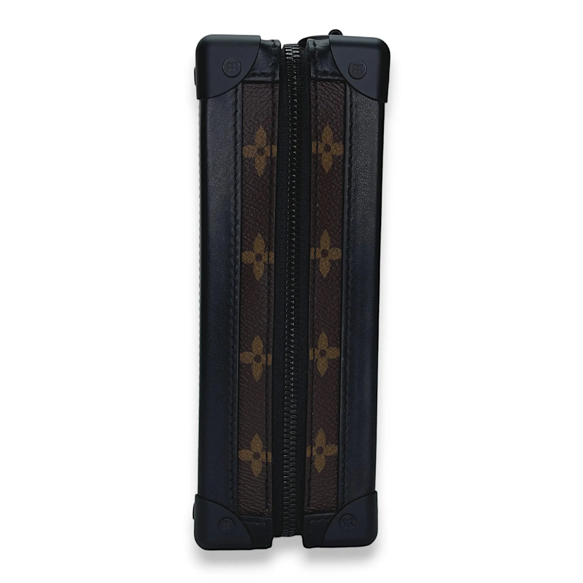 Vertical Soft Trunk Crossbody bag in Monogram Coated Canvas, Lacquered Metal Hardware