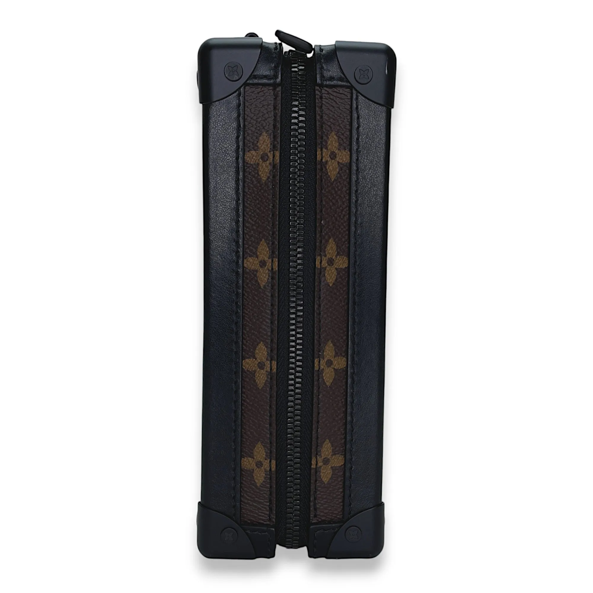 Vertical Soft Trunk Crossbody bag in Monogram Coated Canvas, Lacquered Metal Hardware