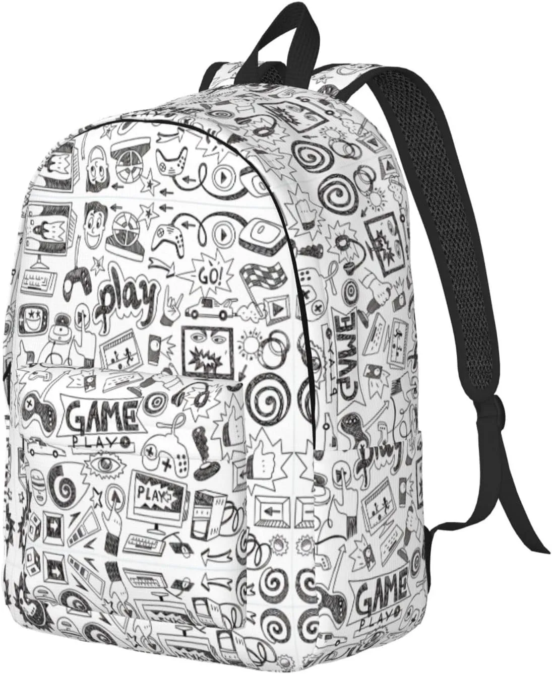 Video Game Boys Print Canvas Backpack Women,Mens Travel Casual Daypack Bookbag For Laptop Work Travel Hiking