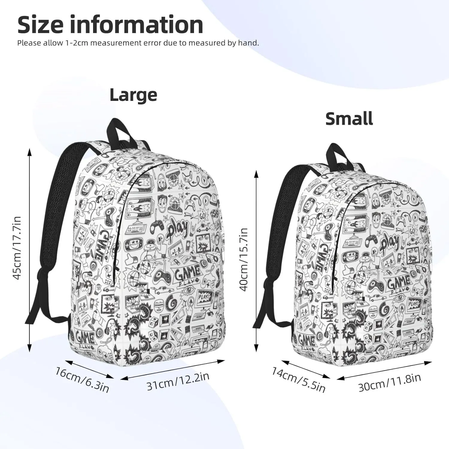 Video Game Boys Print Canvas Backpack Women,Mens Travel Casual Daypack Bookbag For Laptop Work Travel Hiking