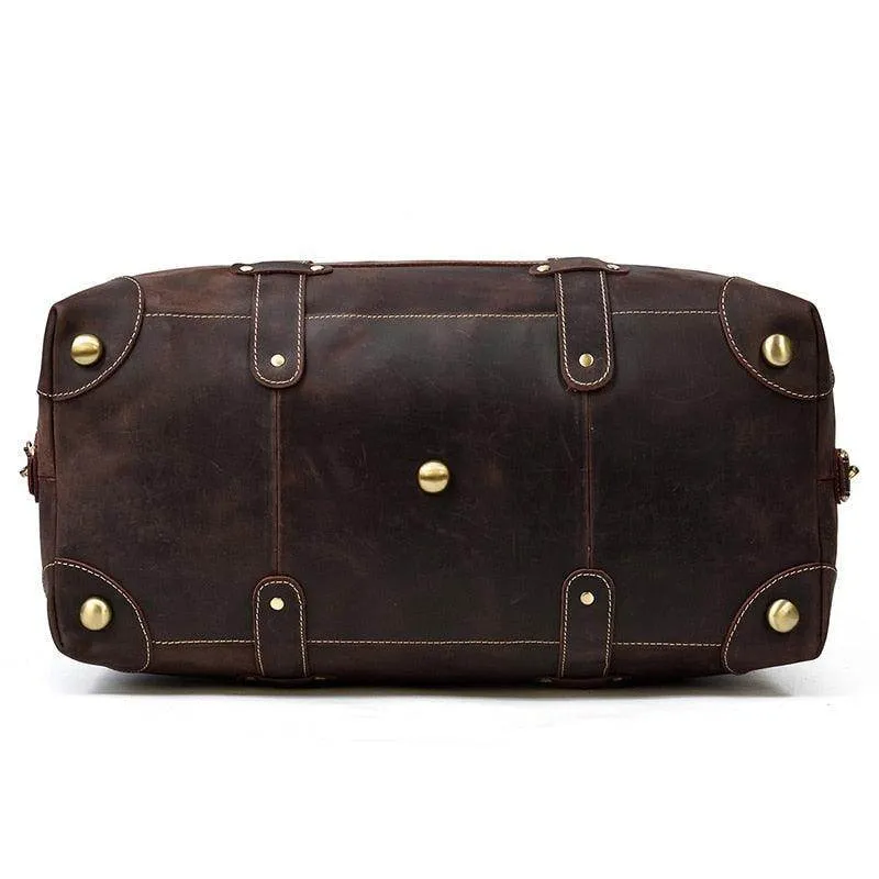 Vintage Genuine Leather Travel Bag Tote Bag Weekender
