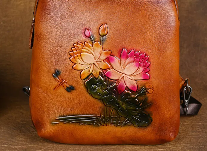 Vintage Small Leather Rucksack Women's Brown Leather Backpacks