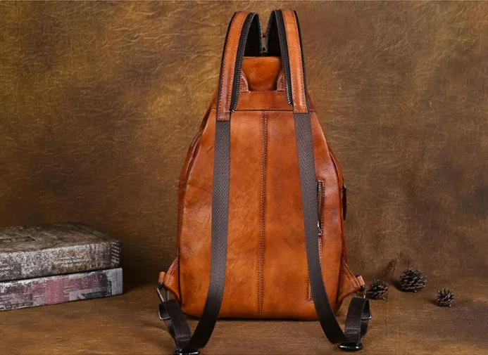 Vintage Small Leather Rucksack Women's Brown Leather Backpacks