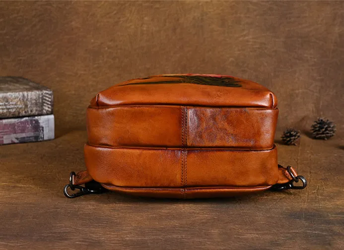 Vintage Small Leather Rucksack Women's Brown Leather Backpacks