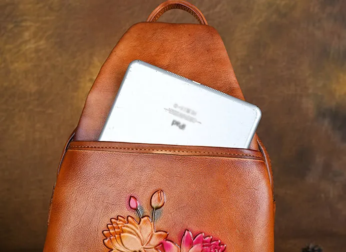 Vintage Small Leather Rucksack Women's Brown Leather Backpacks