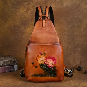 Vintage Small Leather Rucksack Women's Brown Leather Backpacks