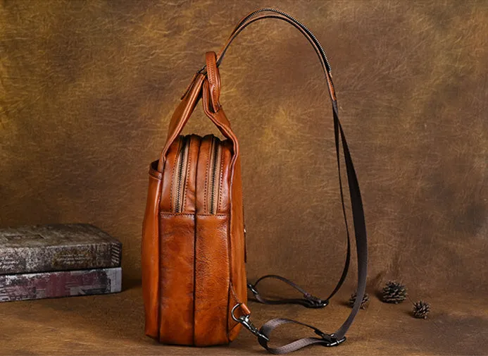 Vintage Small Leather Rucksack Women's Brown Leather Backpacks