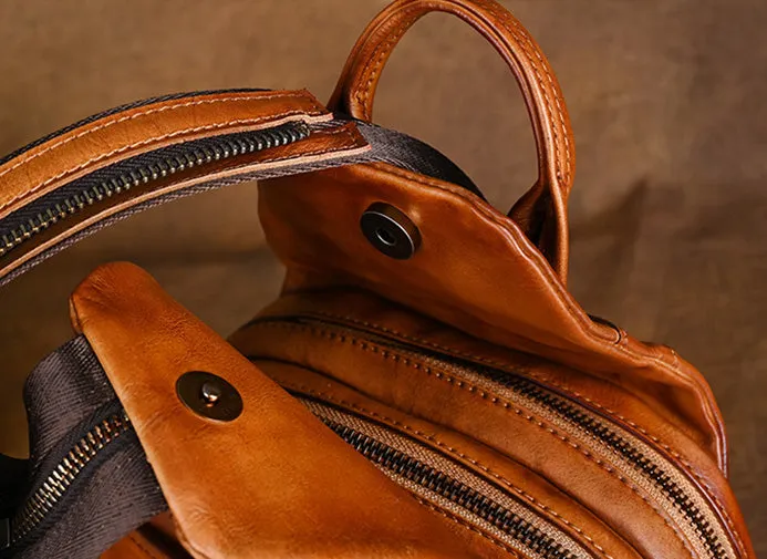 Vintage Small Leather Rucksack Women's Brown Leather Backpacks