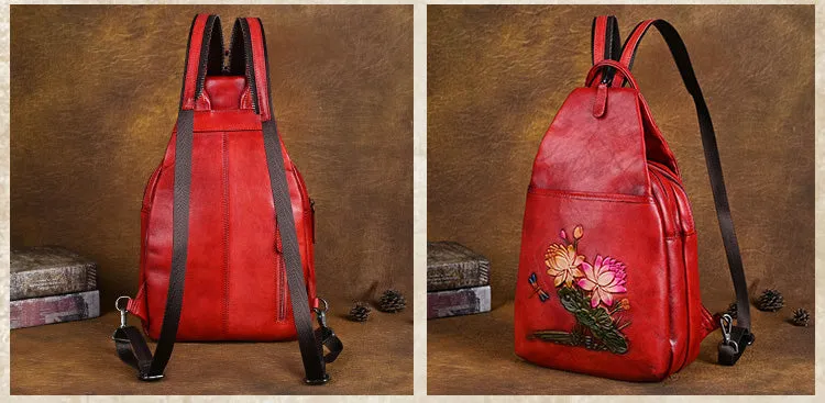 Vintage Small Leather Rucksack Women's Brown Leather Backpacks