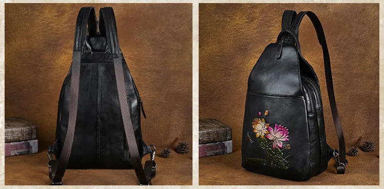 Vintage Small Leather Rucksack Women's Brown Leather Backpacks