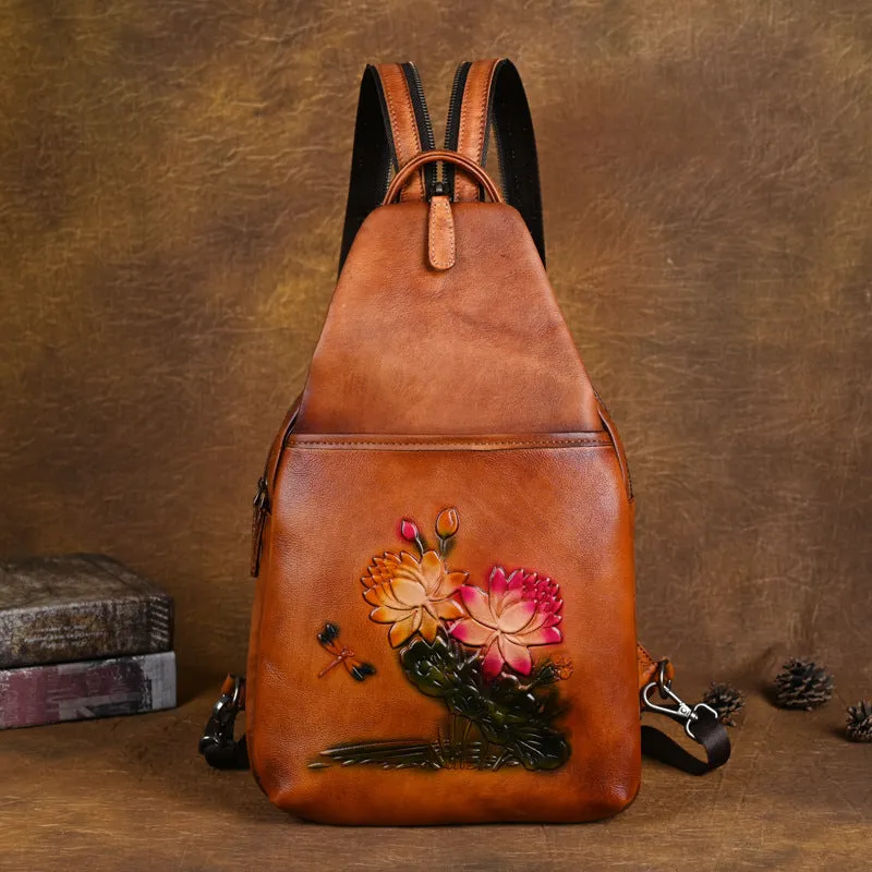 Vintage Small Leather Rucksack Women's Brown Leather Backpacks