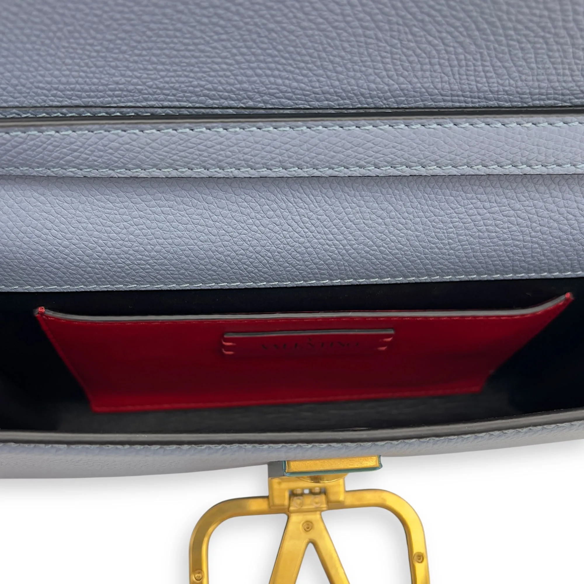 VLogo Blue Crossbody Bag in Calfskin, Gold hardware