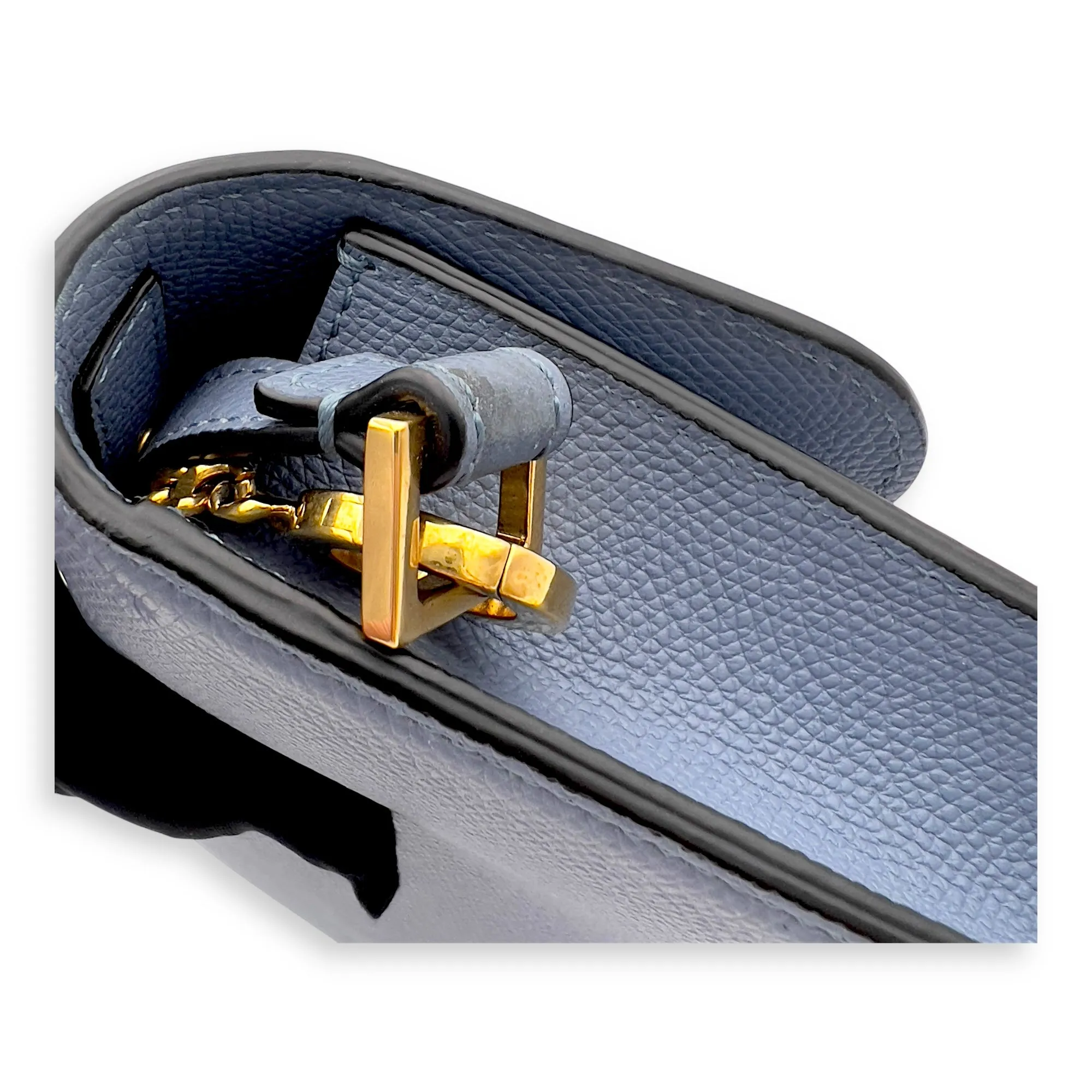 VLogo Blue Crossbody Bag in Calfskin, Gold hardware