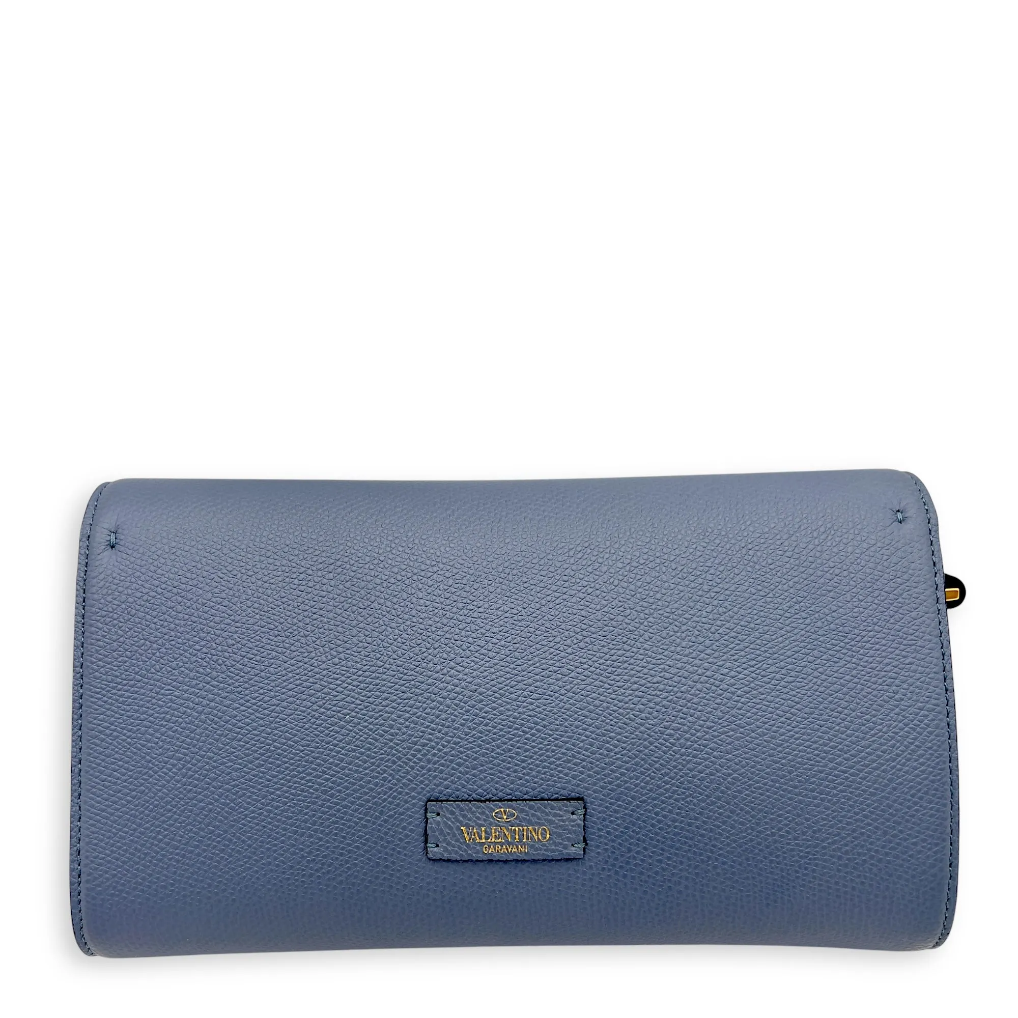 VLogo Blue Crossbody Bag in Calfskin, Gold hardware