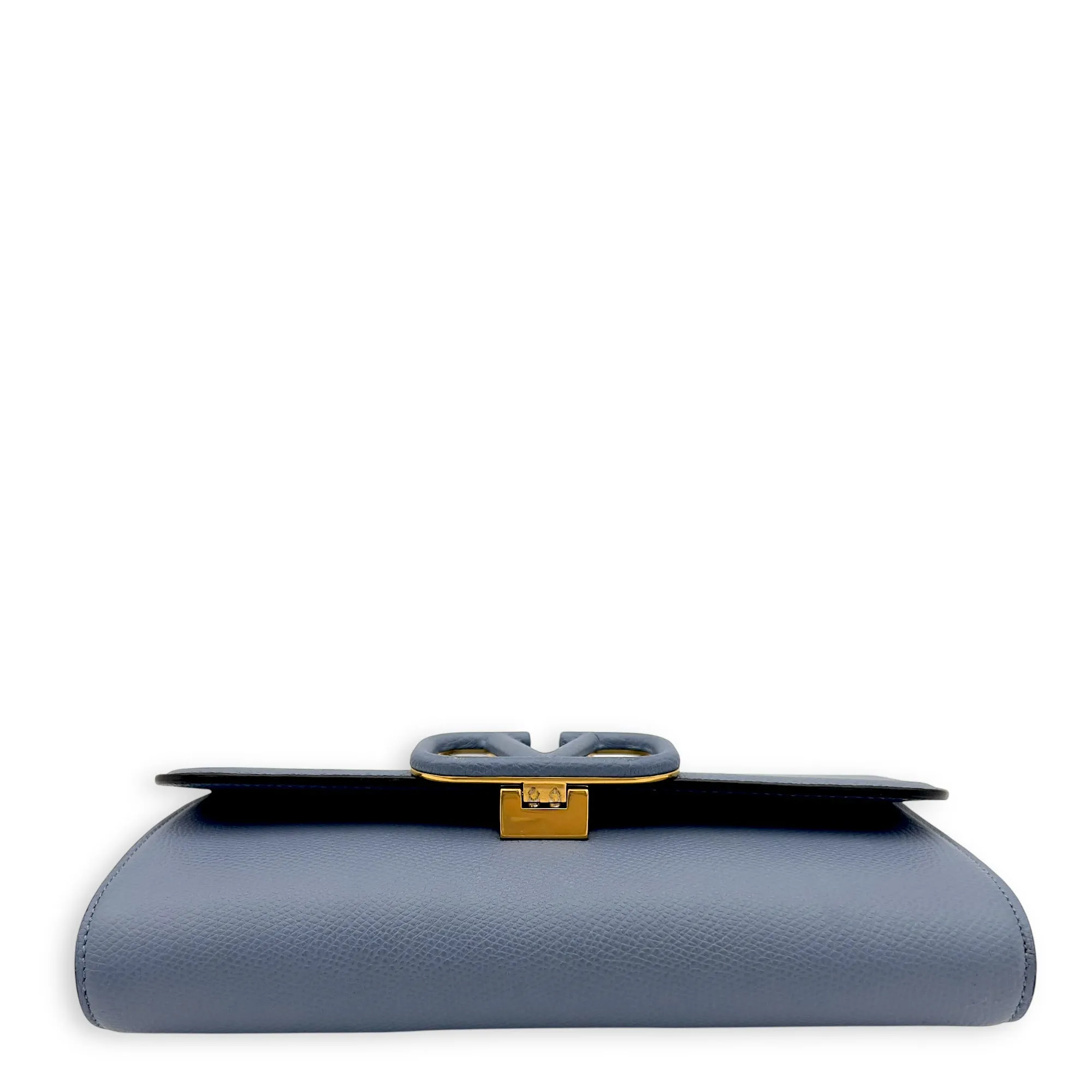 VLogo Blue Crossbody Bag in Calfskin, Gold hardware