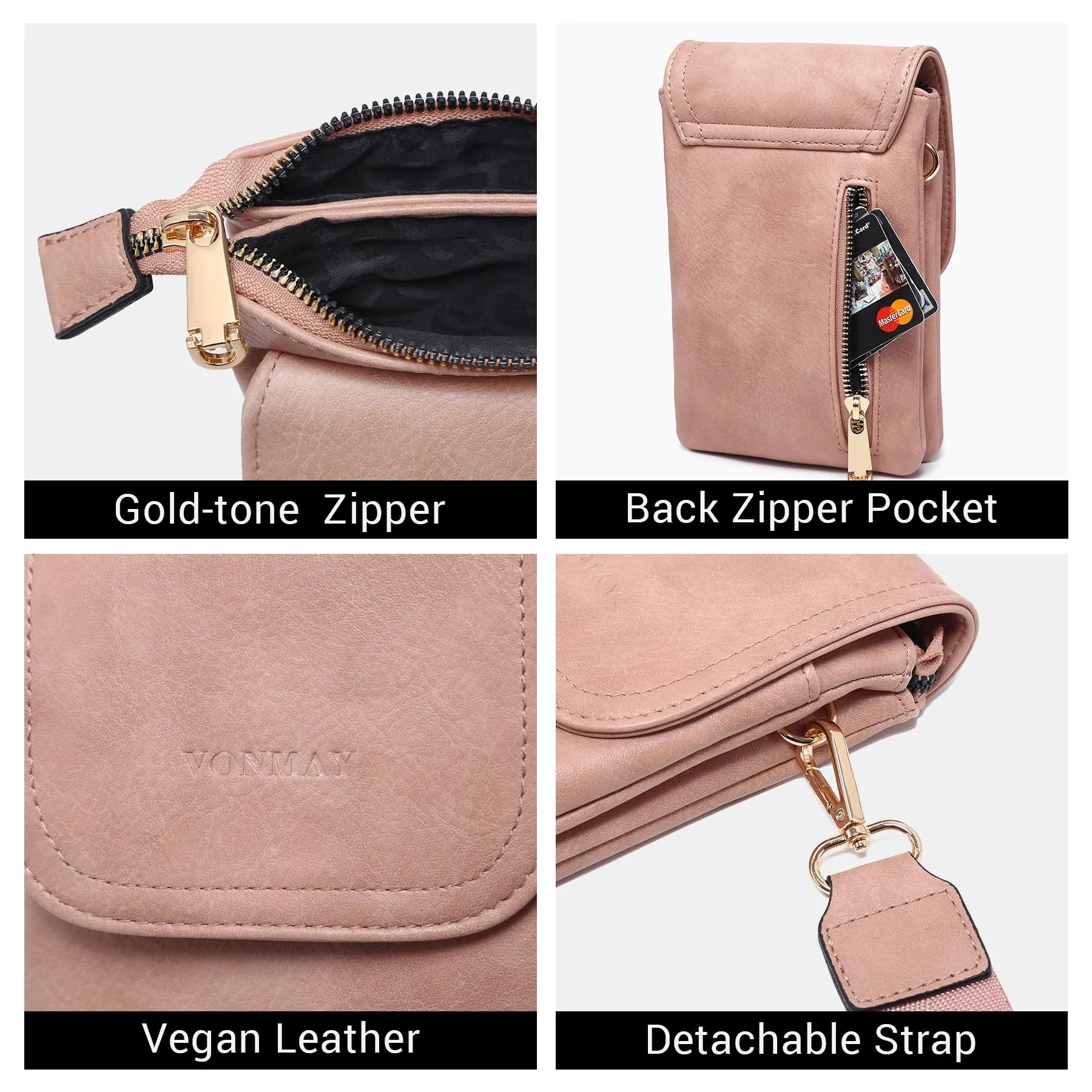 VONMAY Small Crossbody Bags for Women Lightweight Phone Wallet Purses Handbags Wide Strap Cross Body Purse