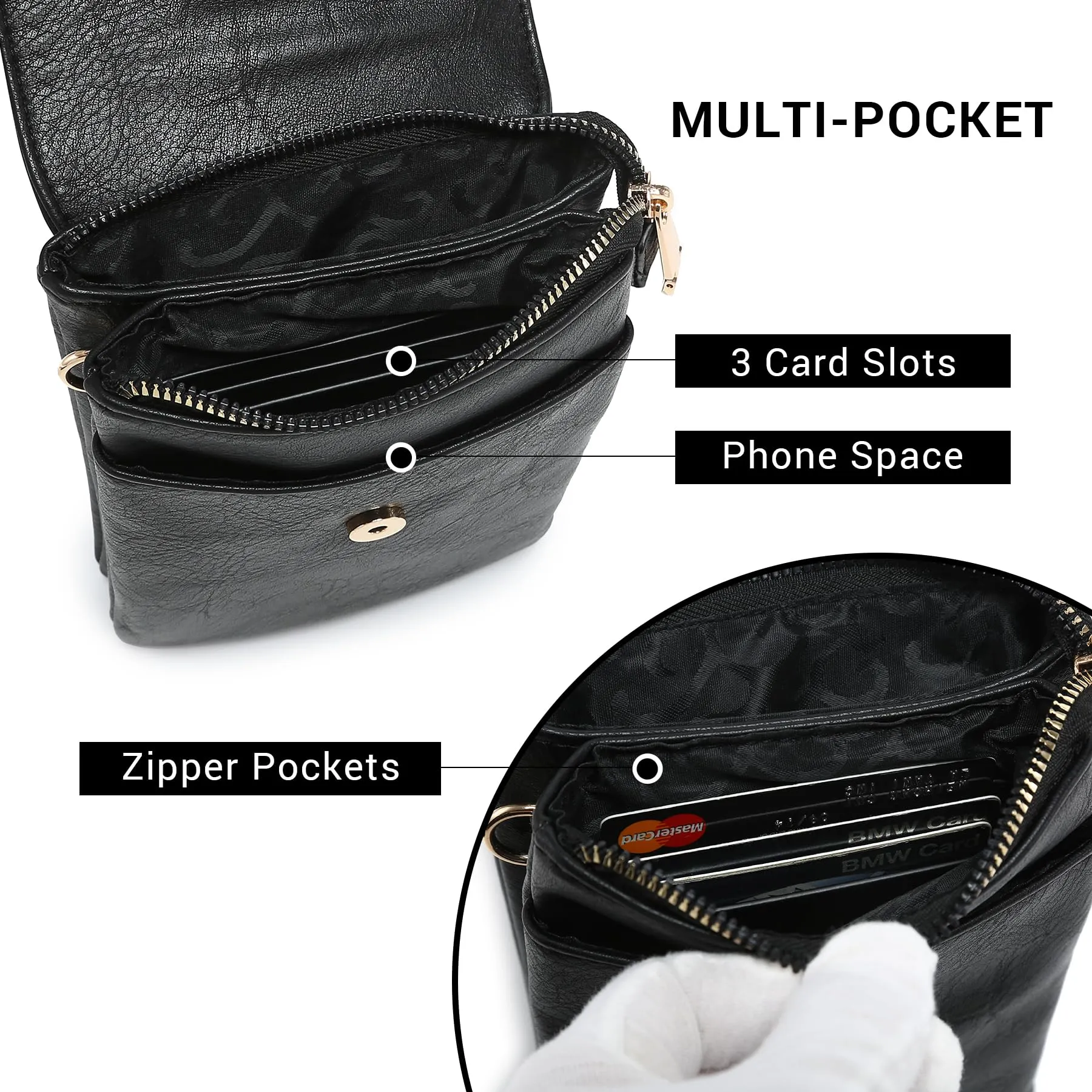 VONMAY Small Crossbody Bags for Women Lightweight Phone Wallet Purses Handbags Wide Strap Cross Body Purse