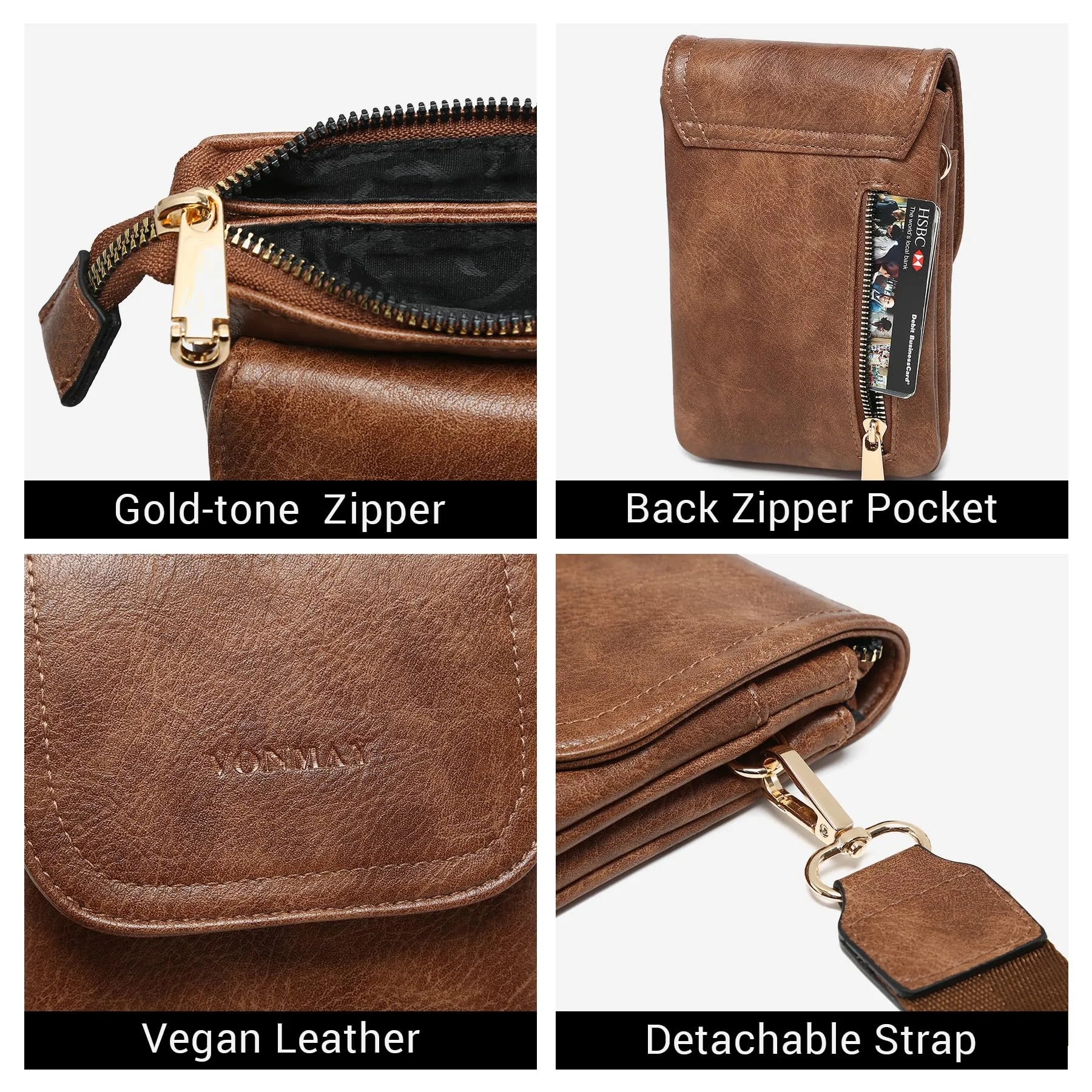 VONMAY Small Crossbody Bags for Women Lightweight Phone Wallet Purses Handbags Wide Strap Cross Body Purse