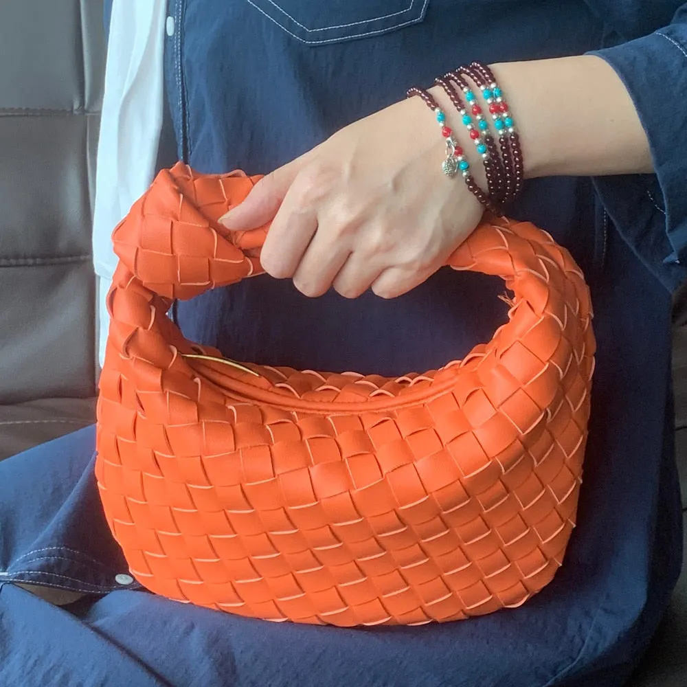 Vvsha Handbags For Women 2024 Fashion Classic Hand-Woven Ladies Knotted Armpit Hobo High-Texture Casual Bags Gold Zipper Tote Bag