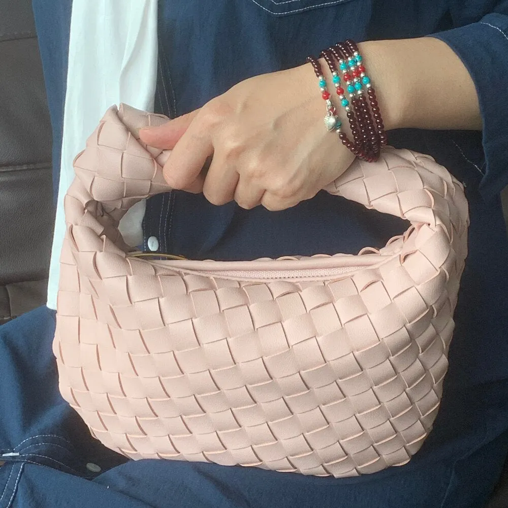 Vvsha Handbags For Women 2024 Fashion Classic Hand-Woven Ladies Knotted Armpit Hobo High-Texture Casual Bags Gold Zipper Tote Bag