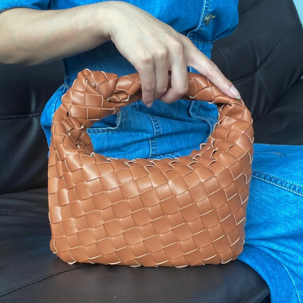 Vvsha Handbags For Women 2024 Fashion Classic Hand-Woven Ladies Knotted Armpit Hobo High-Texture Casual Bags Gold Zipper Tote Bag