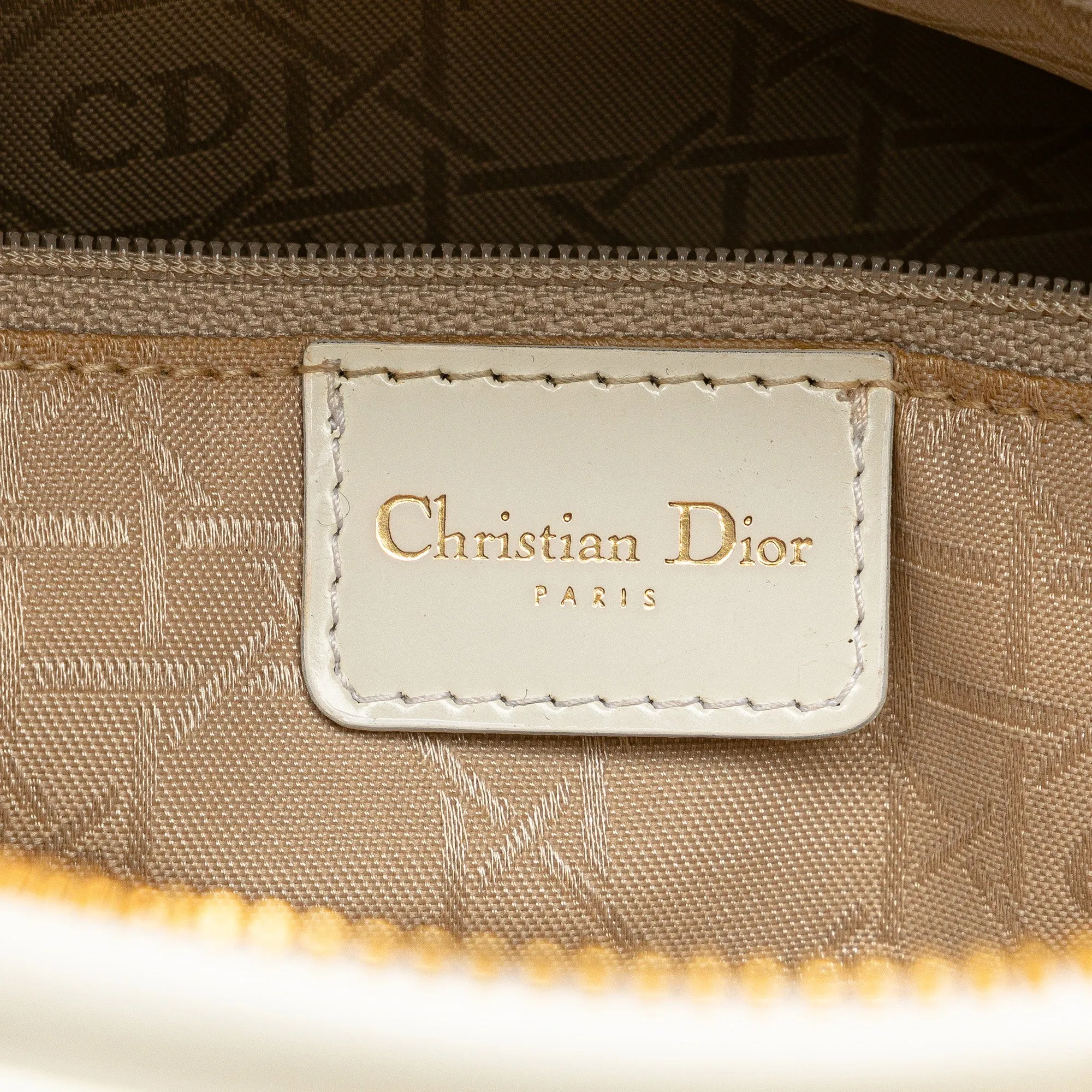 White Dior Large Lambskin Cannage Lady Dior Satchel
