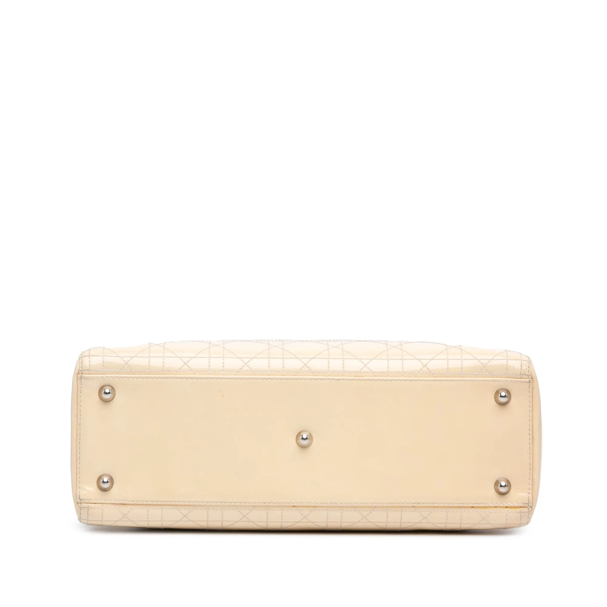 White Dior Large Patent Cannage Lady Dior Satchel