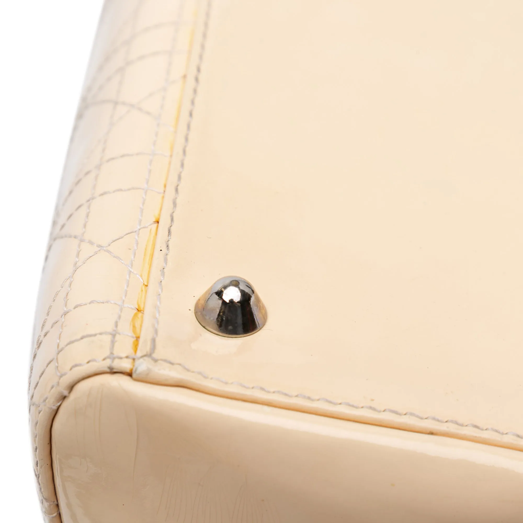 White Dior Large Patent Cannage Lady Dior Satchel
