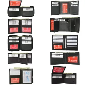 Wholesale RFID Blocking Black Men's Premium Leather Bifold & Trifold Wallets
