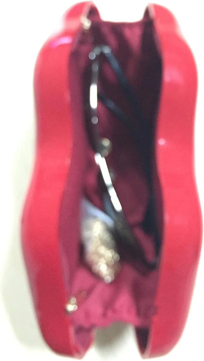 Women Acrylic Lips-Shaped Evening Bags Purses Clutch Vintage Banquet Handbag (Red) Medium