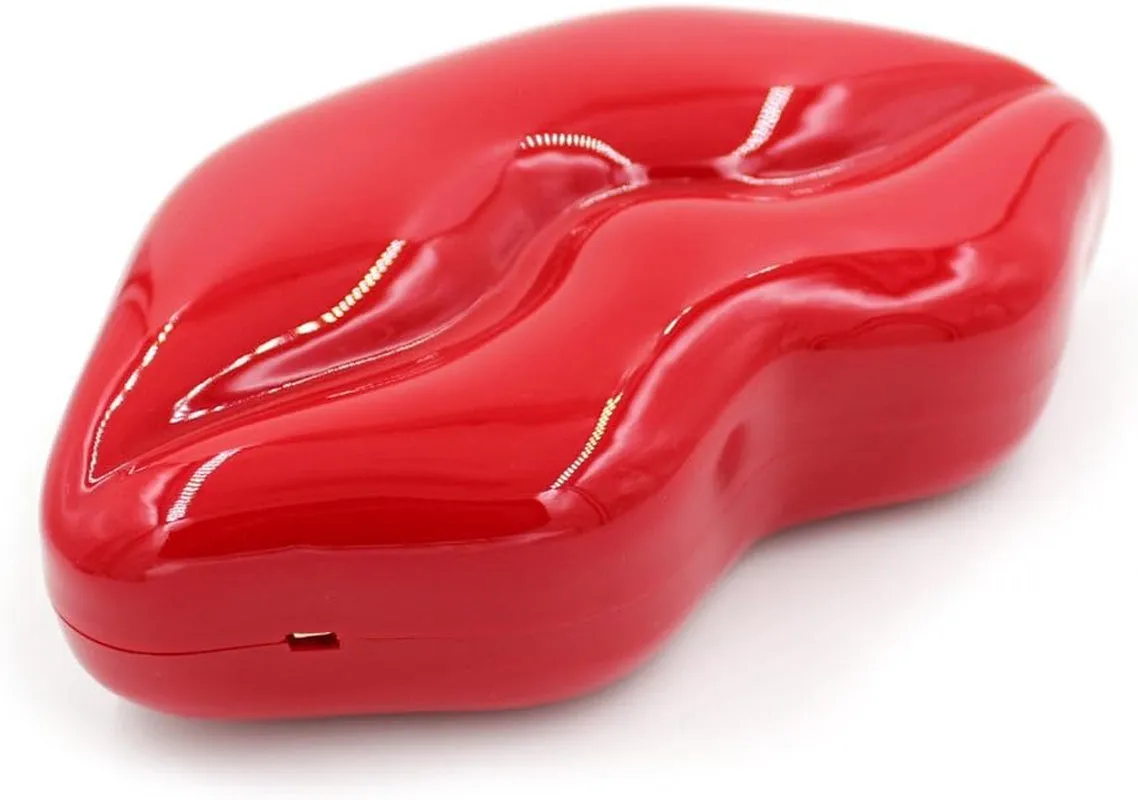 Women Acrylic Lips-Shaped Evening Bags Purses Clutch Vintage Banquet Handbag (Red) Medium