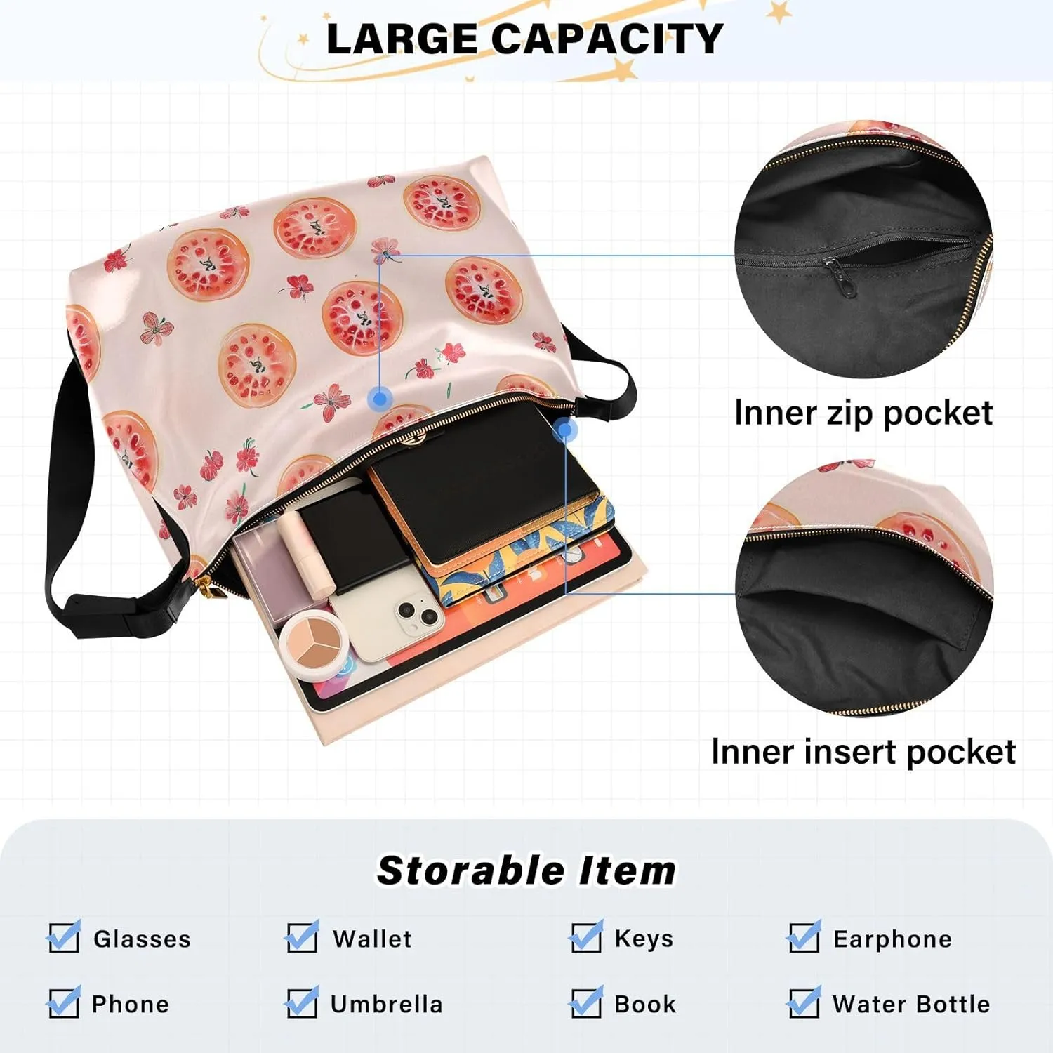 Women Cross Shoulder Bags Trendy Womens Shoulder Bags Side Bag Fresh Serviceberry Fruit