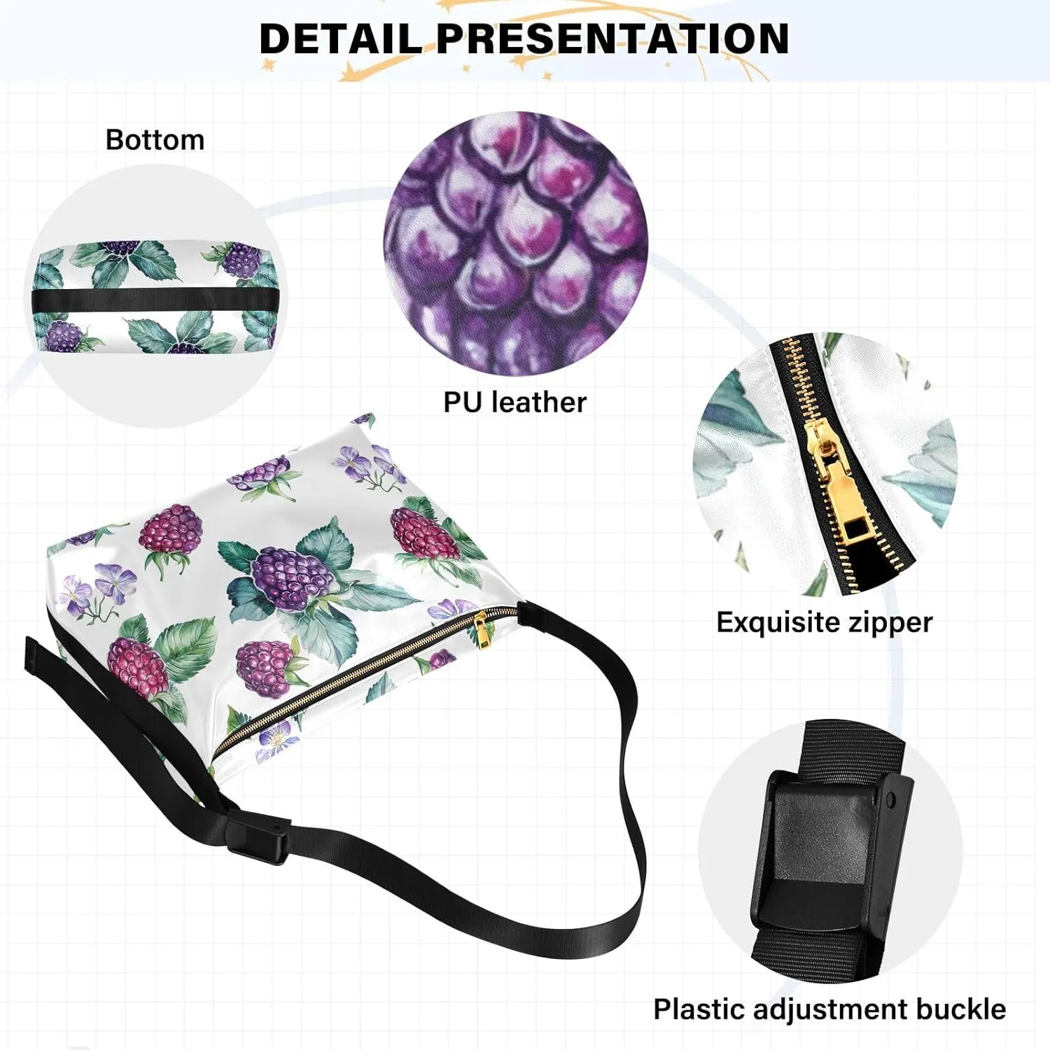 Women Cross Shoulder Bags Trendy Womens Shoulder Bags Side Bag Fresh Serviceberry Fruit