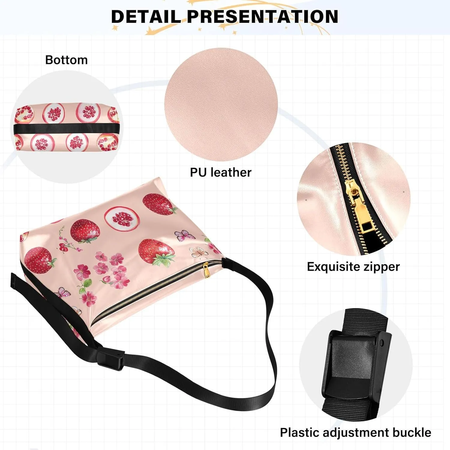 Women Cross Shoulder Bags Trendy Womens Shoulder Bags Side Bag Fresh Serviceberry Fruit