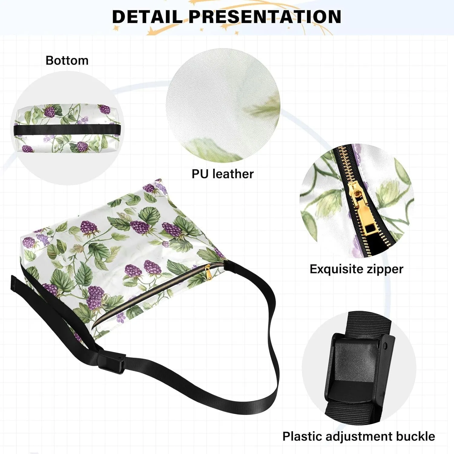 Women Cross Shoulder Bags Trendy Womens Shoulder Bags Side Bag Fresh Serviceberry Fruit